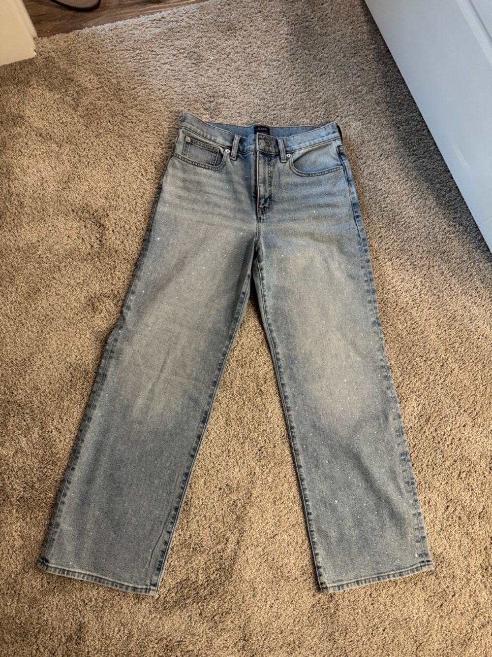 J. Crew Light Blue Straight-Leg Jeans with Faded Detail